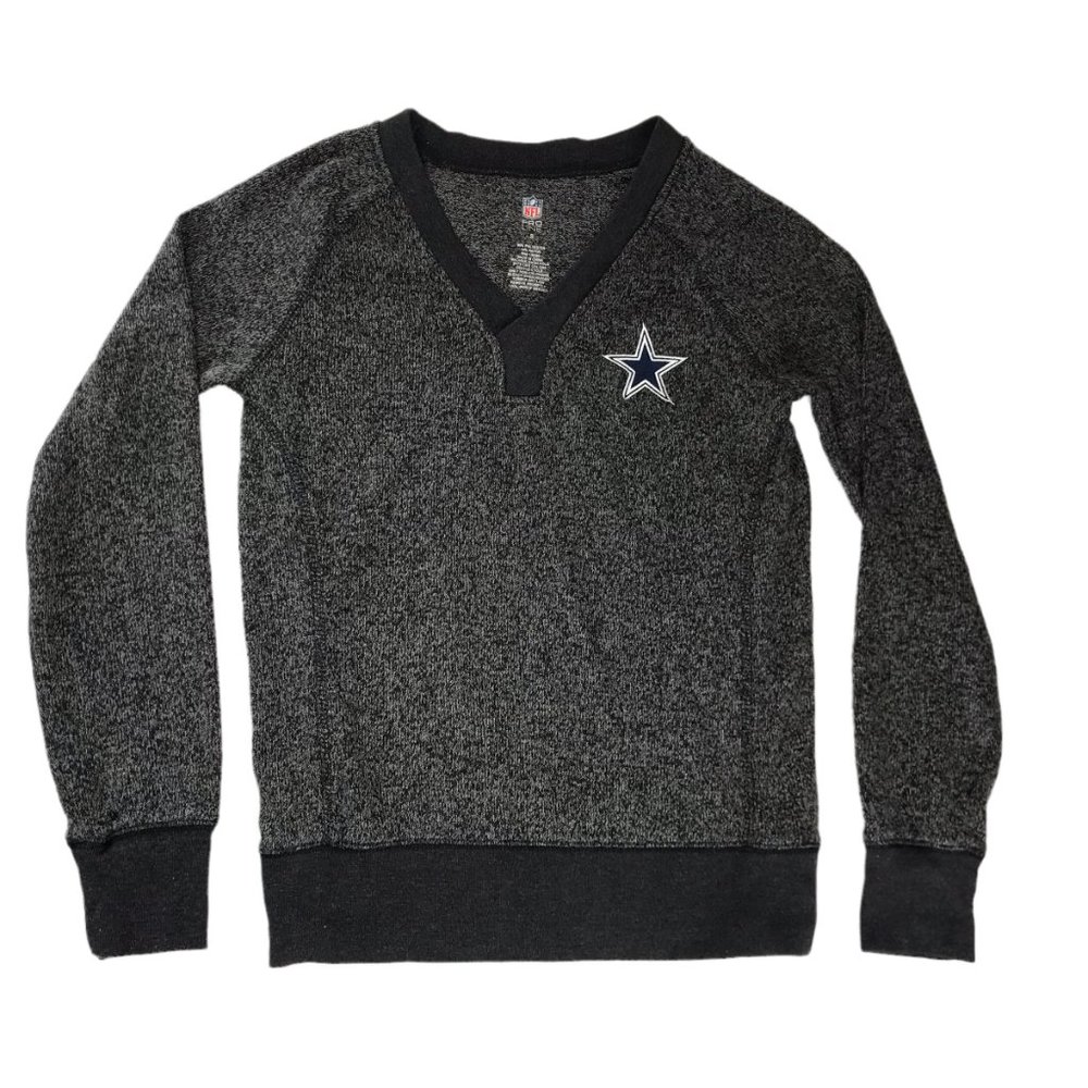 NFL Sweater Long Sleeve Gray V Neck Dallas Cowboys.  Soft.  Size Women's Small.